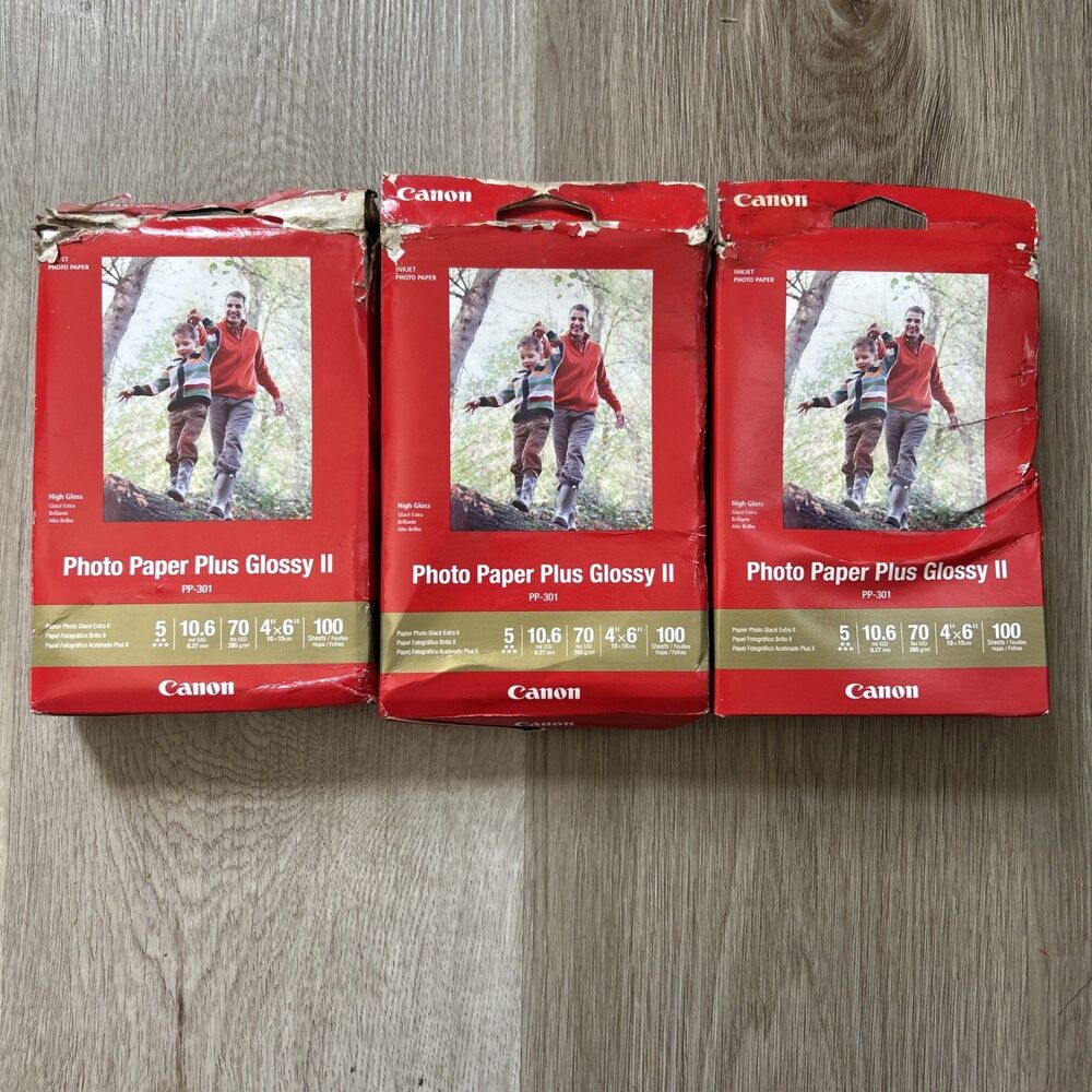 Canon Plus Glossy II PP-301 Inkjet Print Photo Paper 300 Sheets 3 Boxes New READ